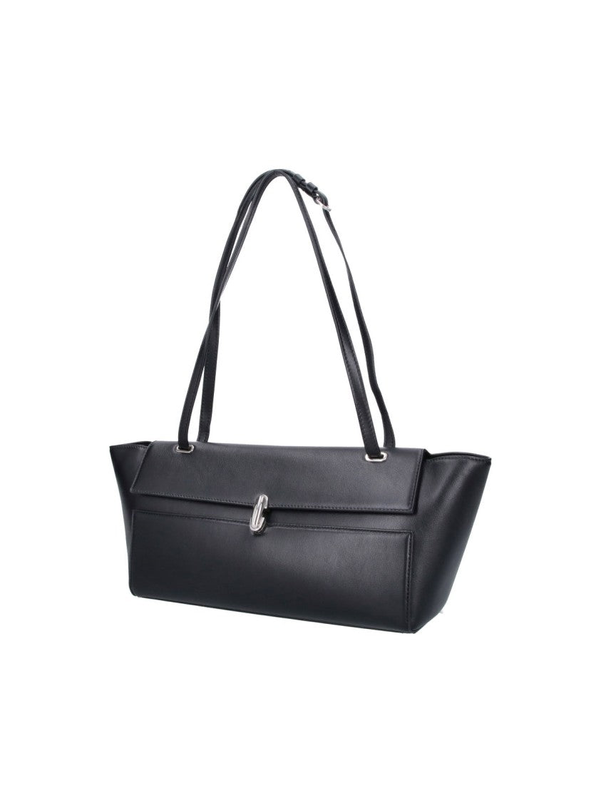Savette Black Leather Symmetry Trapeze Shoulder Bag