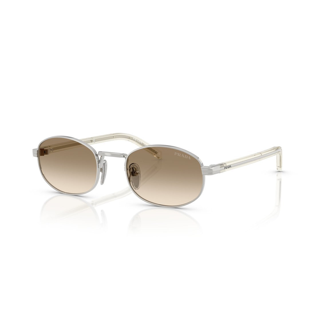 Prada 0Pr B53s Oval-Frame Silver Sunglasses
