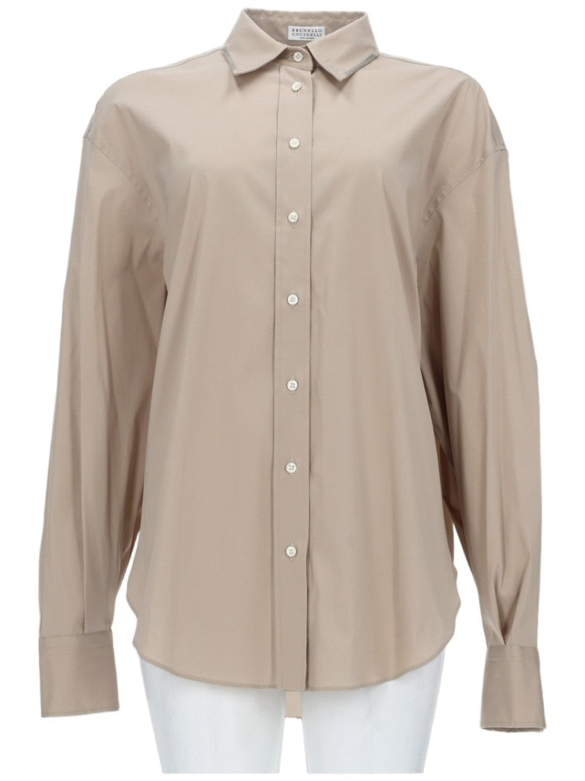 Brunello Cucinelli Relaxed-Fit Monili Detail Cotton-Blend Shirt
