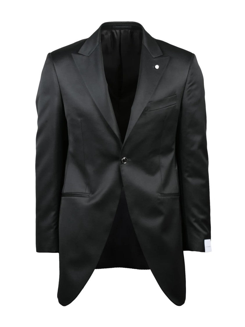 Luigi Bianchi Tailored Black Wool-Polyester Jacket With Classic Notch Lapel