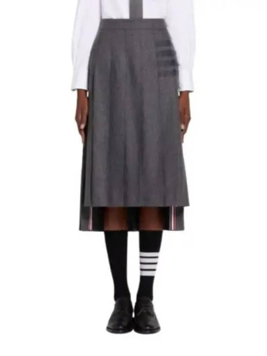 Thom Browne Tailored Grey Midi Skirt With Unique Layered Hem