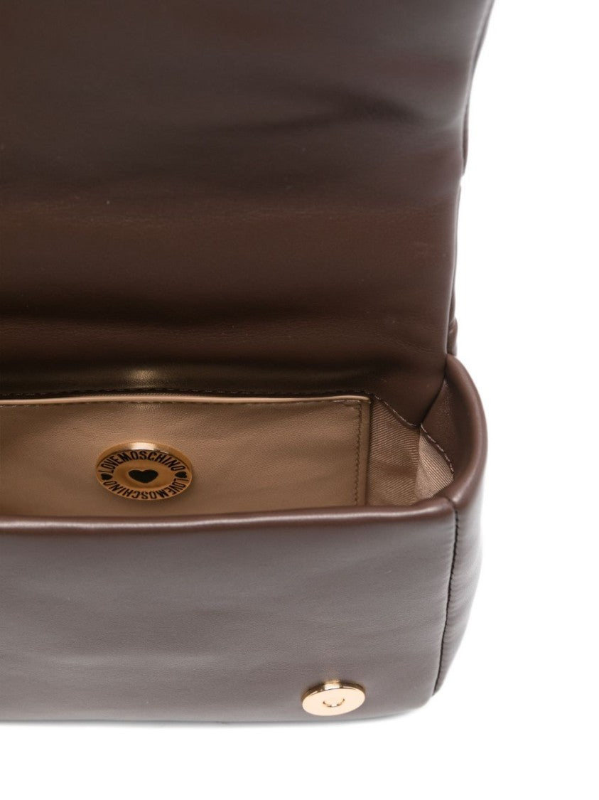 Love Moschino Quilted Brown Shoulder Bag With Gold-Tone Logo