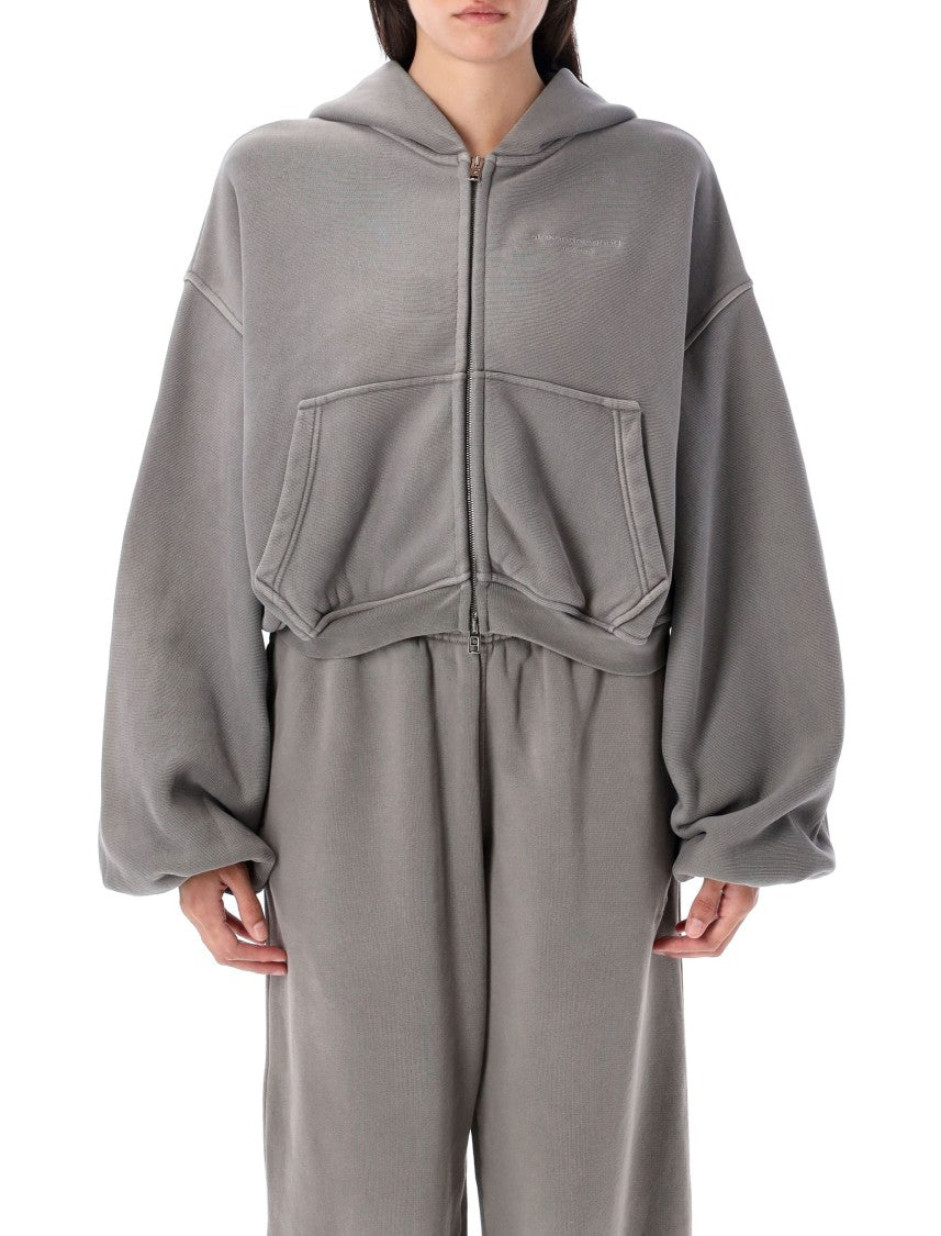 Alexander Wang Oversized Cropped Zip-Up Hoodie