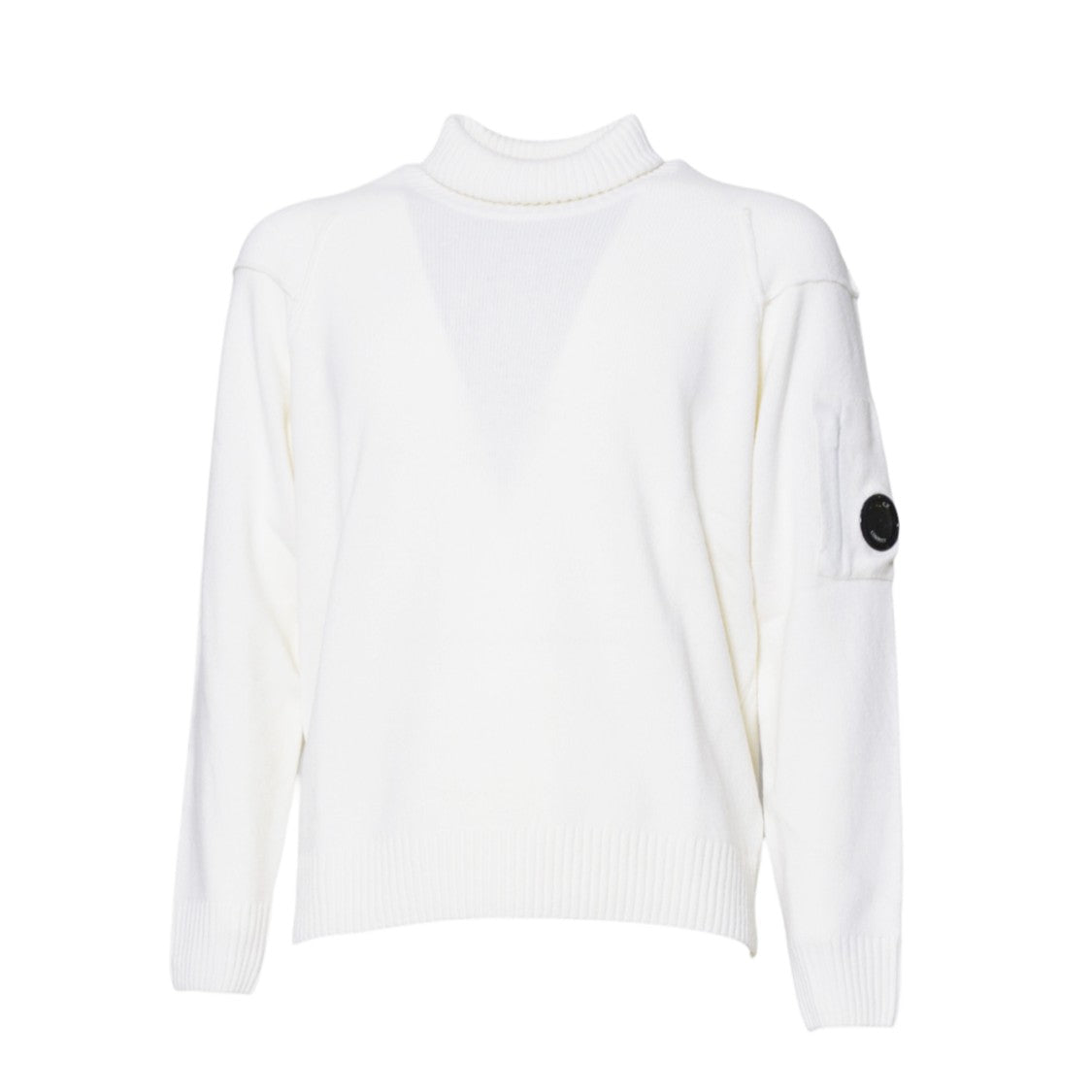 C.P. Company Minimalist White Sweater With V-Shaped Knit Pattern