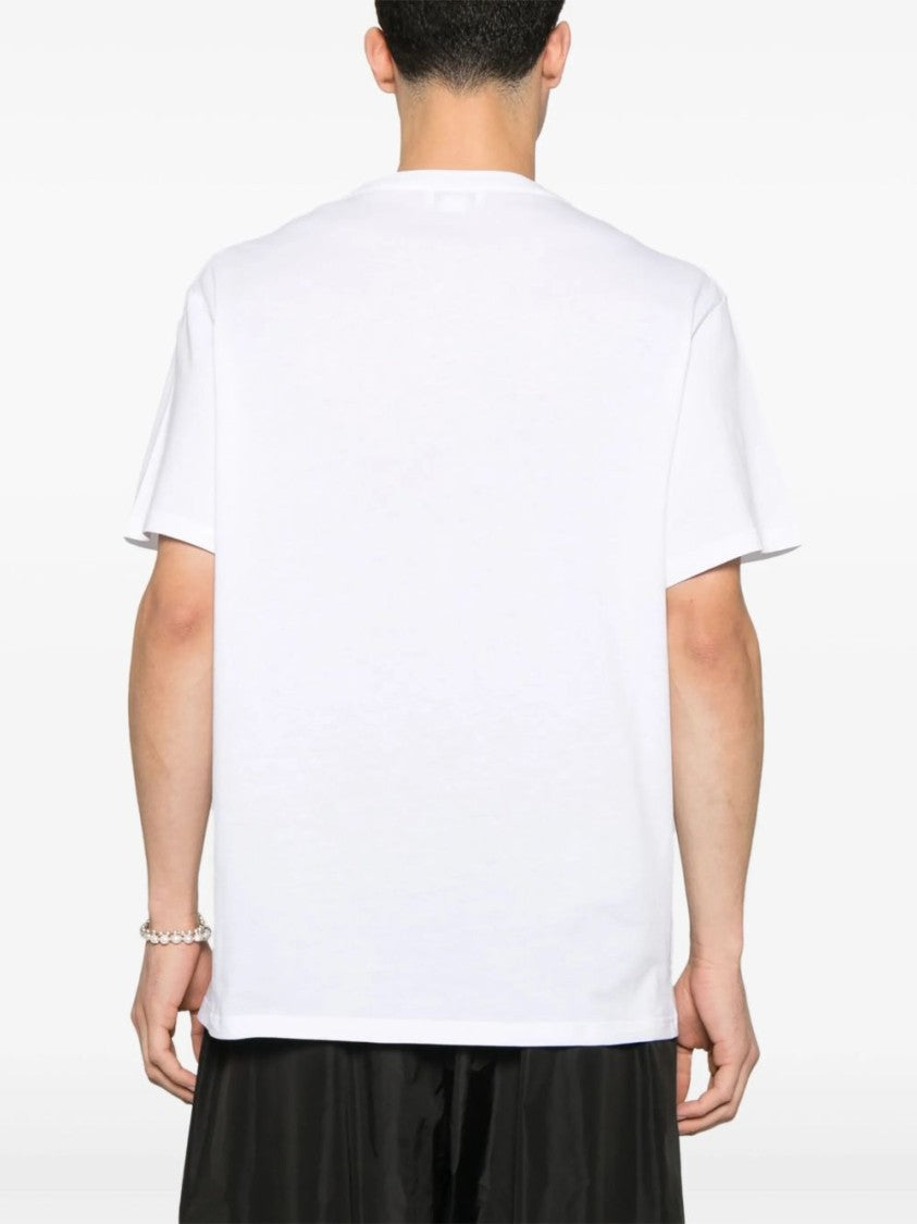 Alexander Mcqueen White Cotton T-Shirt With Bold Black Logo