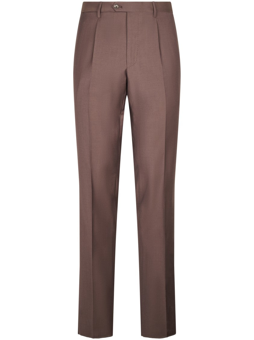 Tagliatore Brown Tailored Two-Button Jacket With Matching Trousers