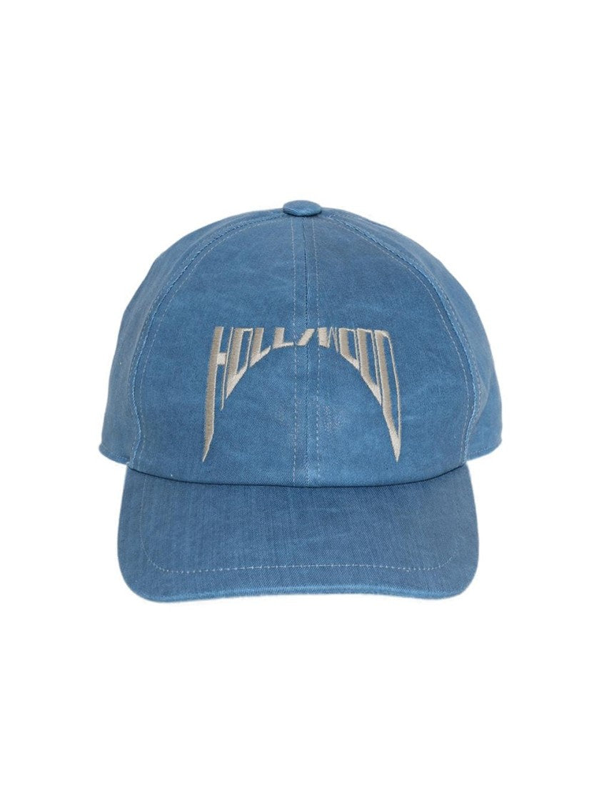 Drkshdw By Rick Owens Embroidered Denim Baseball Cap Toothpaste And Pearl