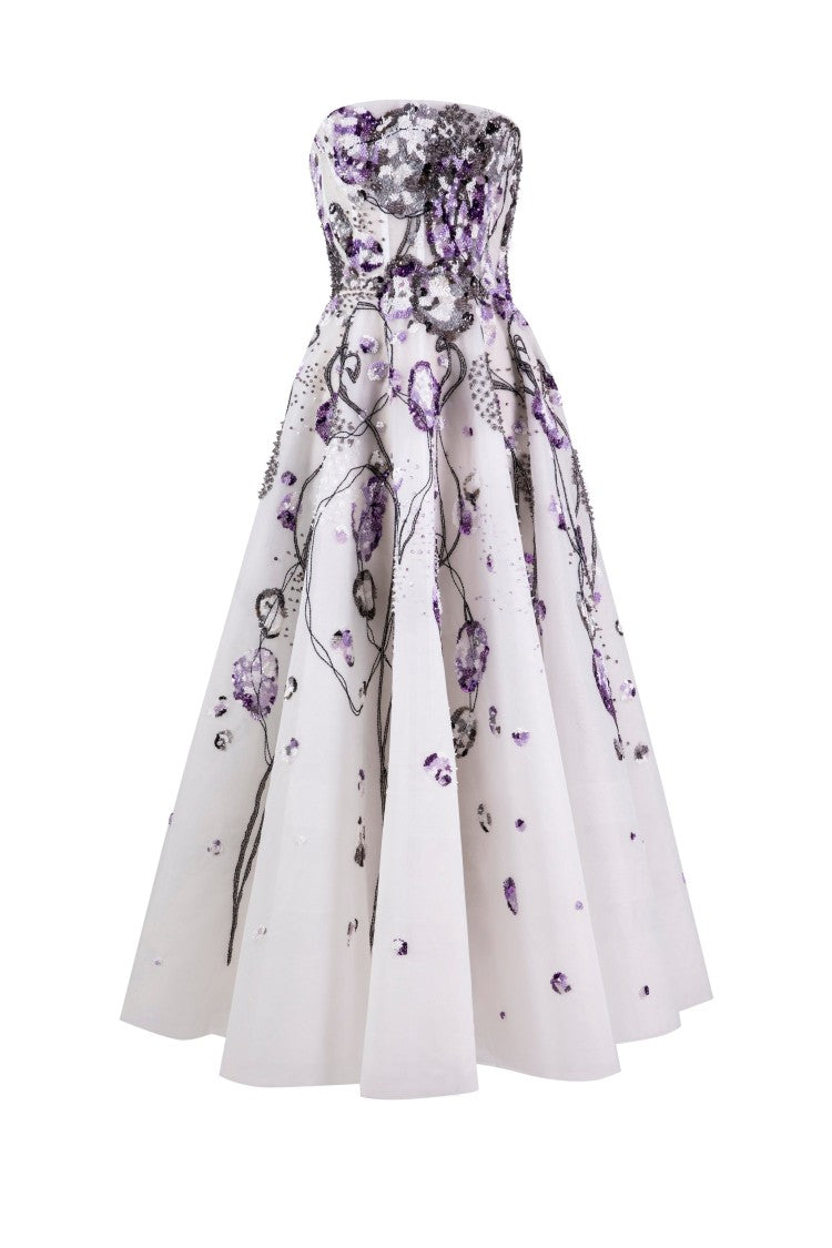 Saiid Kobeisy Tulle Midi, Beaded Dress