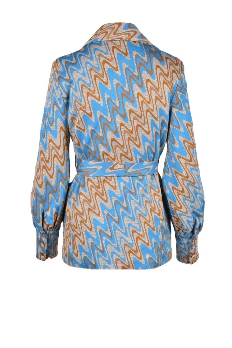 Motel Powder Pink Zigzag Viscose-Blend Jacket