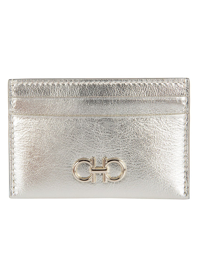 Ferragamo Laminated Calf Leather Wallet With Gold-Tone Gancini Ornament