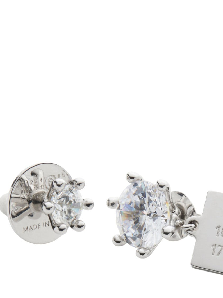 Mm6 By Maison Margiela Silver Numeric Tag Glass Earrings