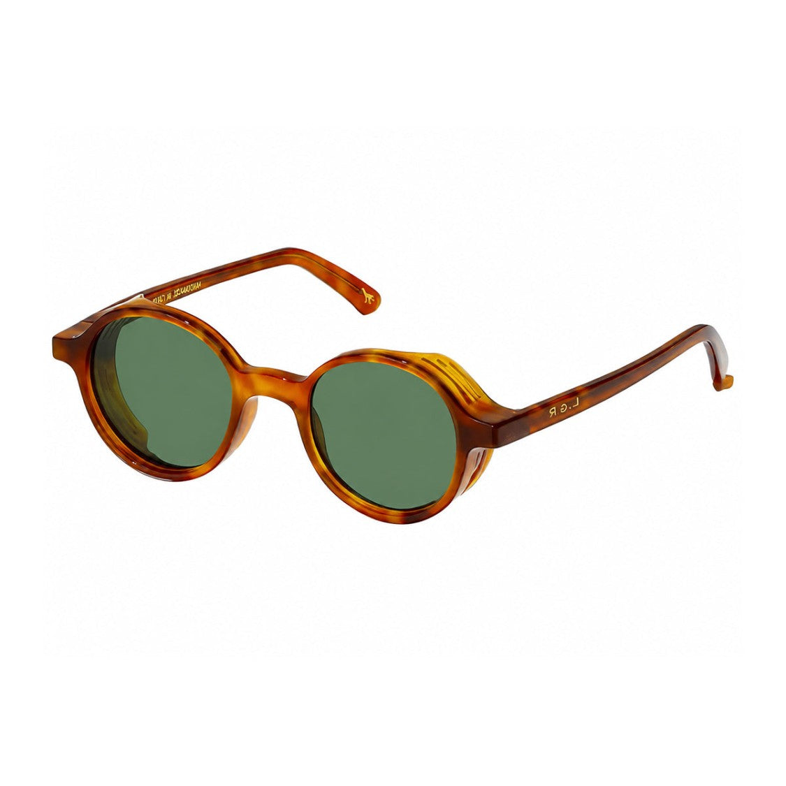 L.G.R. Vintage-Inspired Havana Acetate Sunglasses With Green Lenses