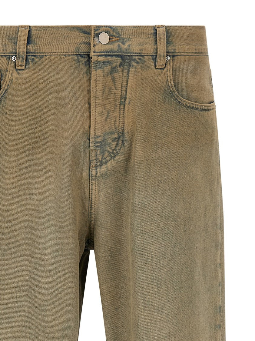 Amiri Overdyed Cotton Denim Wide Leg Jeans
