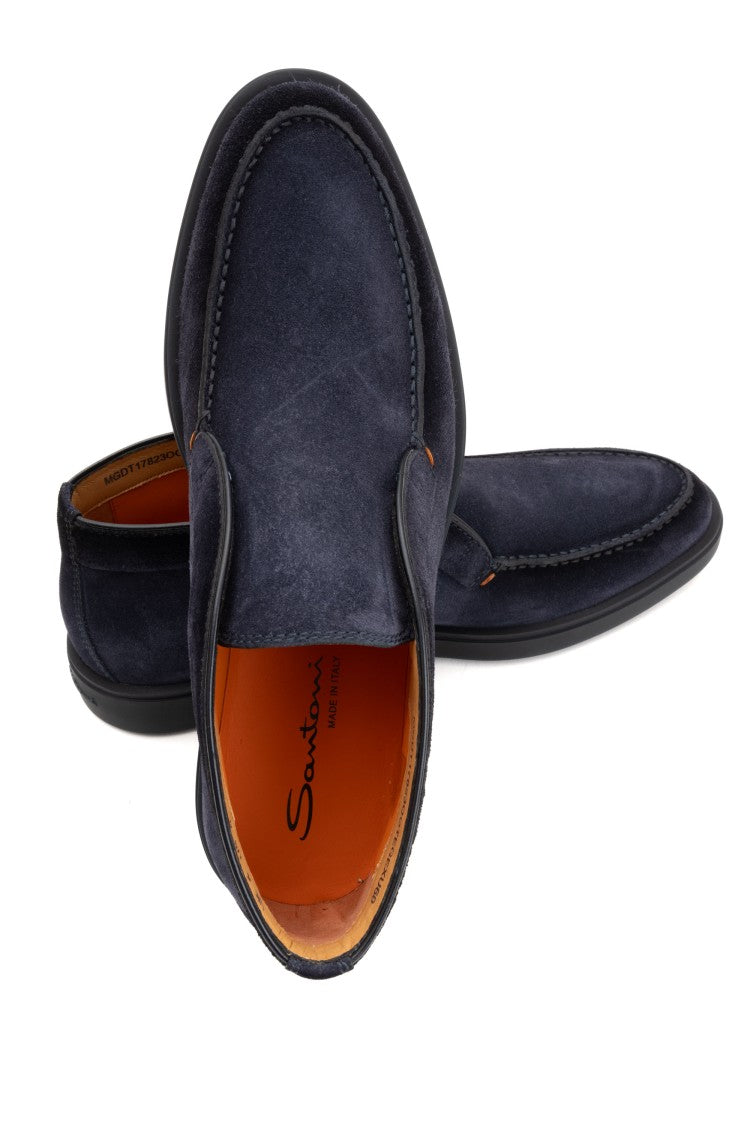 Santoni Suede Slip-On With Rubber Sole
