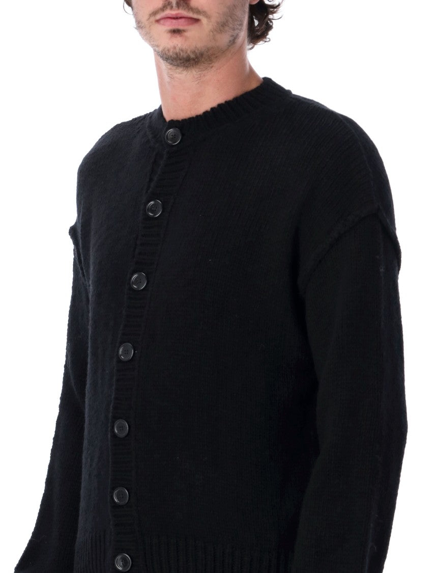 Our Legacy Pitch Slub Twisted Pure Wool Leather Button Cardigan