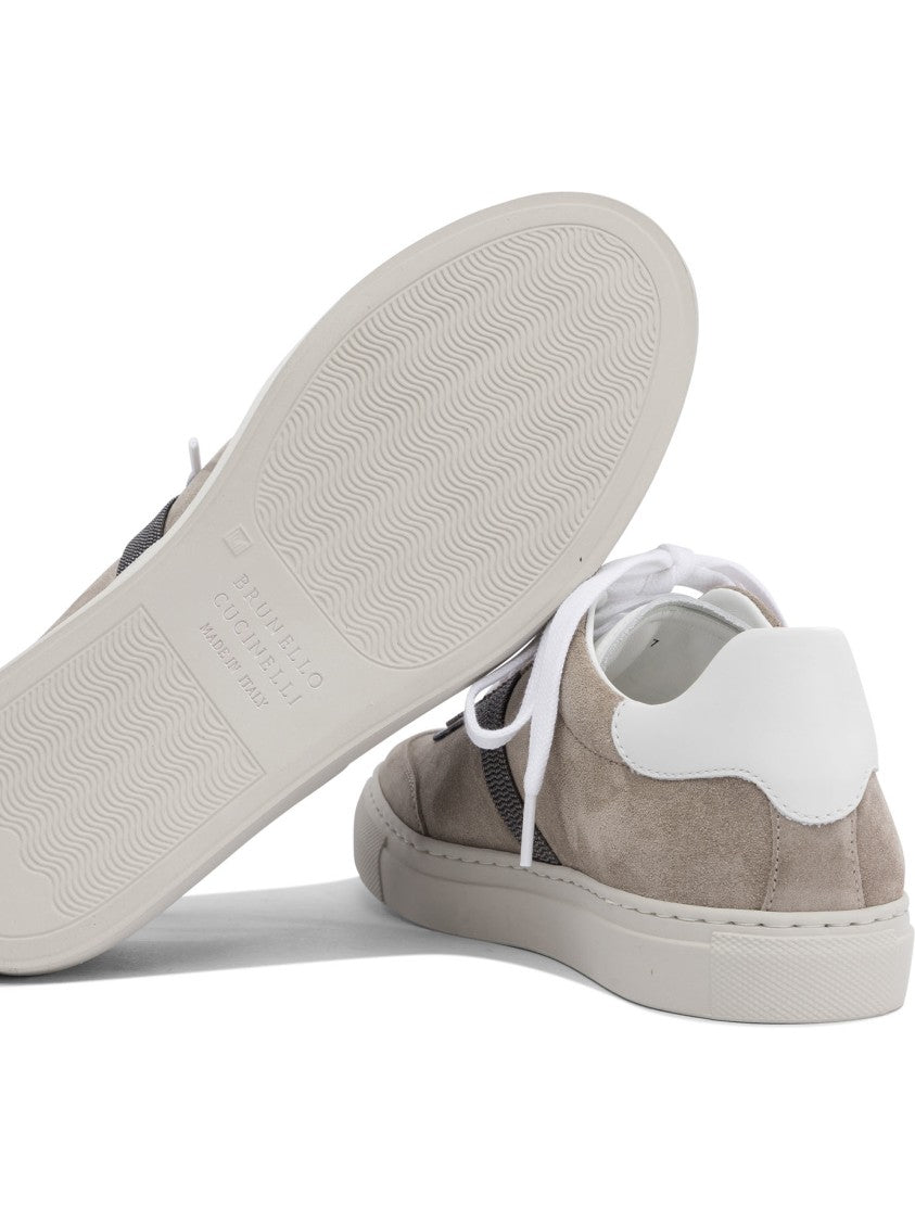 Brunello Cucinelli Calf Leather And Suede Sneakers