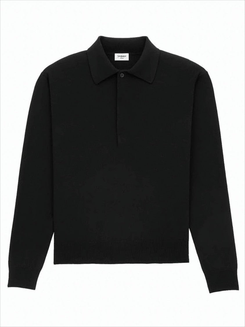 Saint Laurent Long-Sleeved Wool Polo Shirt With Classic Collar