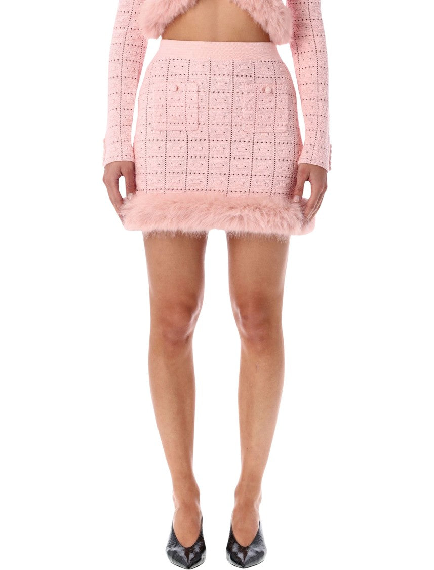 Self-Portrait Mini Skirt Eco Fur Trim