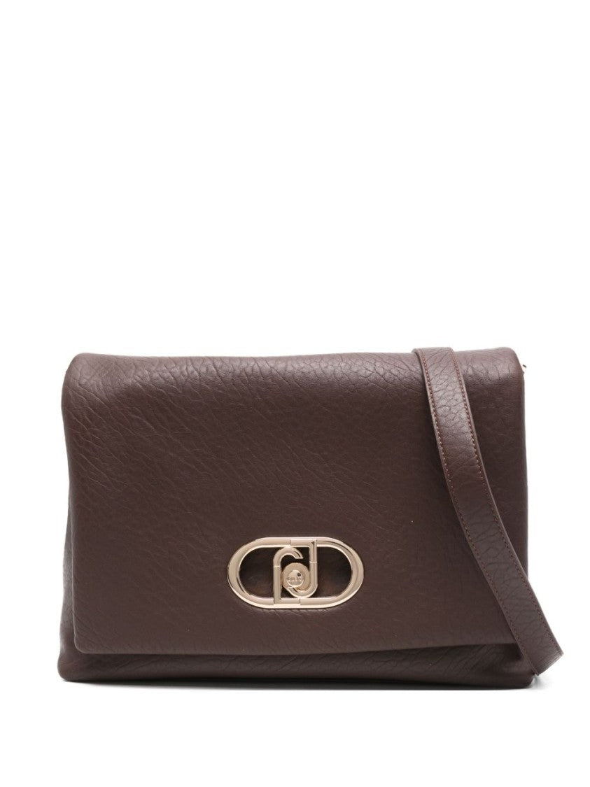 Liu Jo Textured Brown Handbag With Gold-Tone Clasp And Chain Strap
