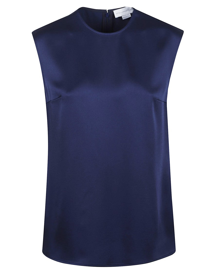 Stella Mccartney Structured Blue Acetate Blend Top With Discreet Zipper