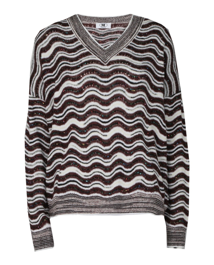 M Missoni Sequin Striped Oversized Sweater