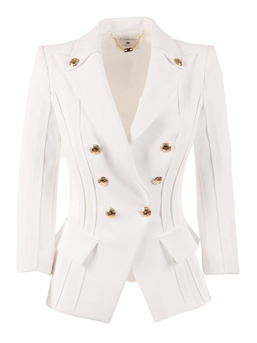 Elisabetta Franchi Double Breasted Gold Accent Blazer