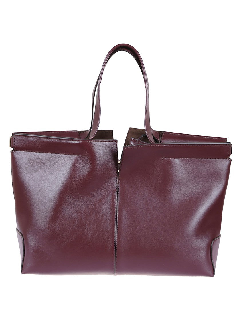 Tod's Burgundy Leather Structured Folio Bag