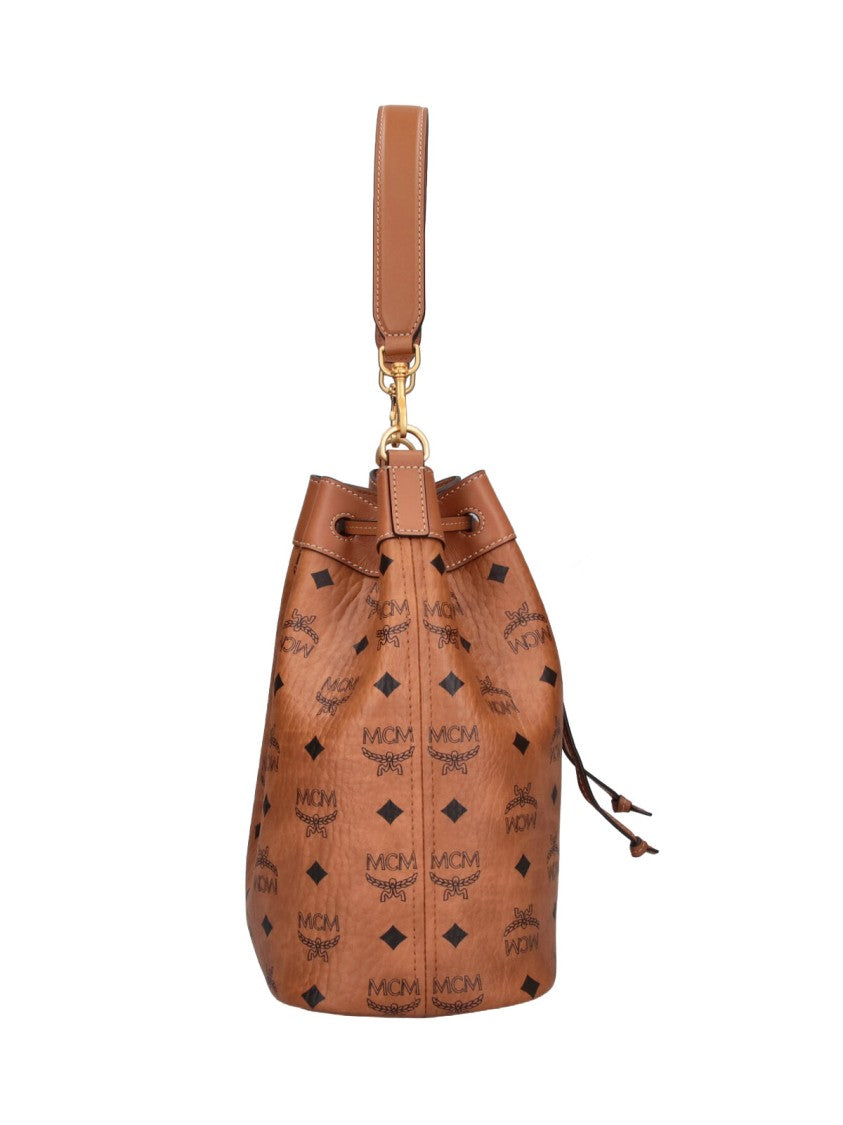 Mcm Brown Dessau Monogram Visetos Bucket Bag