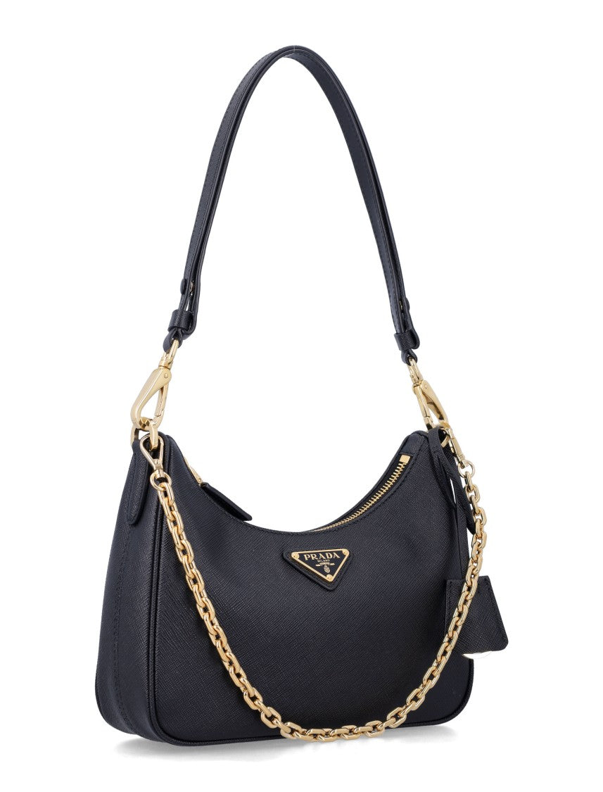 Prada Re-Edition Mini Saffiano Leather Bag With Detachable Chain
