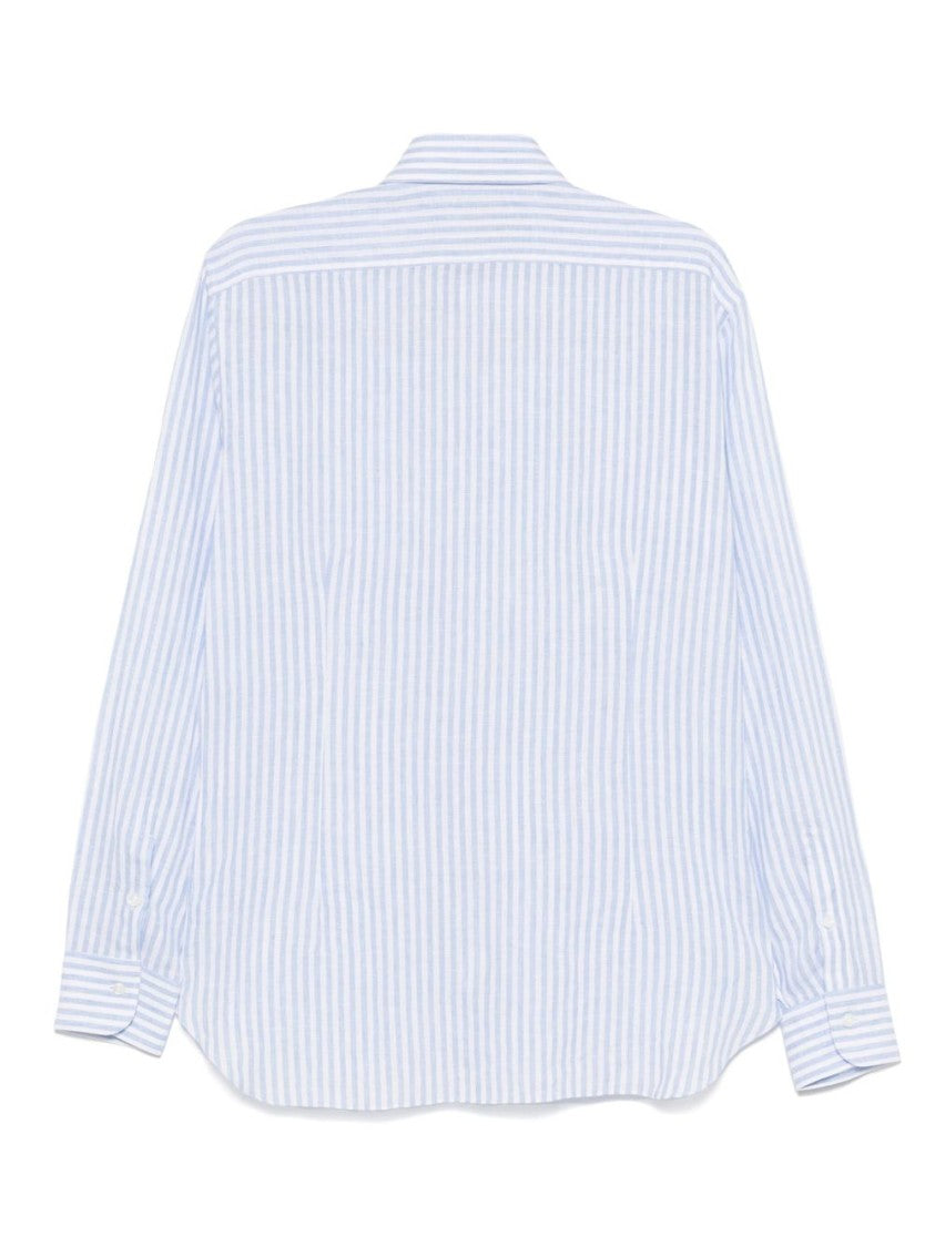 Barba Sky Blue And White Striped Barba Shirt