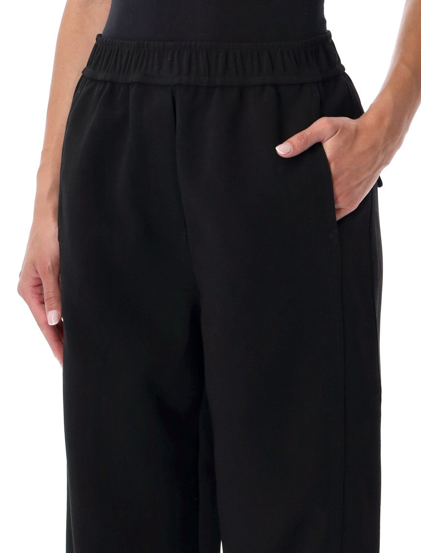 Ganni Wide-Leg Pants With Elastic Waistband And Flap Pockets
