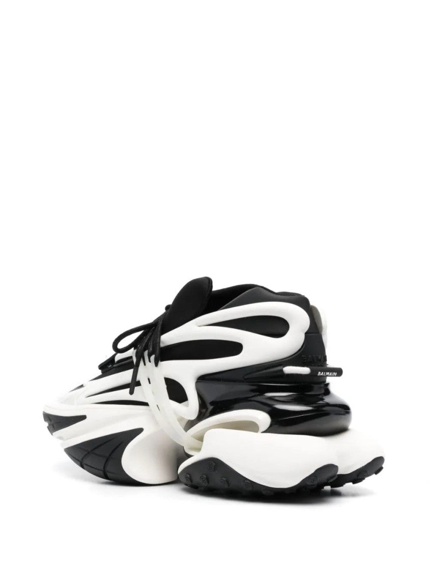 Balmain Black Neoprene And Calfskin Trainers