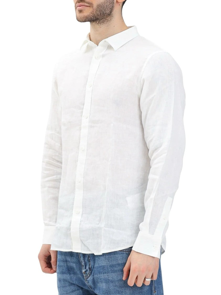 Armani Exchange White Minimalist Linen Shirt