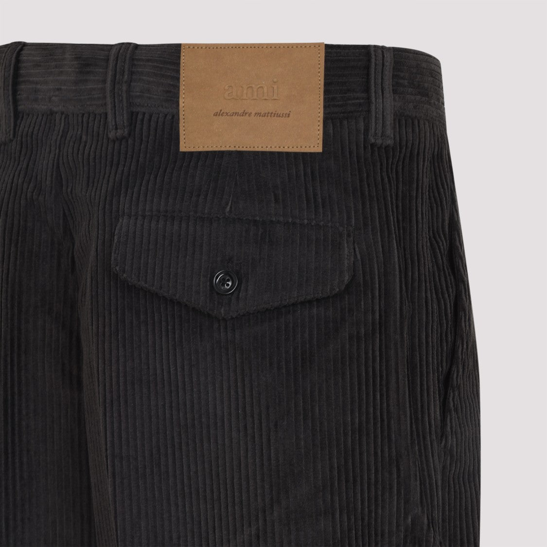 Ami Relaxed Fit Black Ribbed Corduroy Trousers