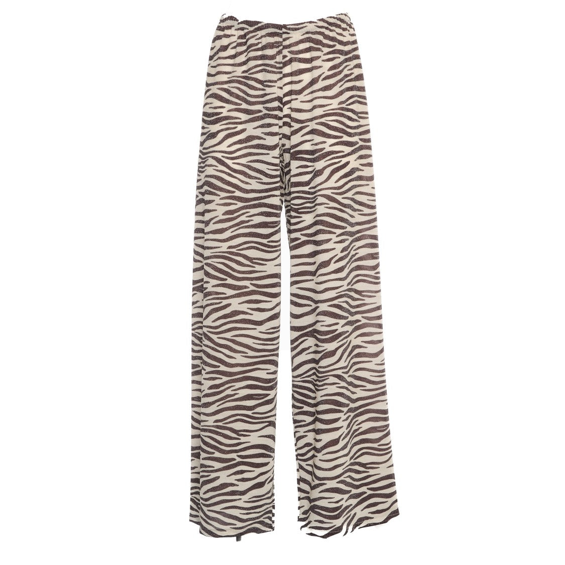 Mc2 Saint Barth Zebra Print Wide-Leg Trousers With Elastic Waistband