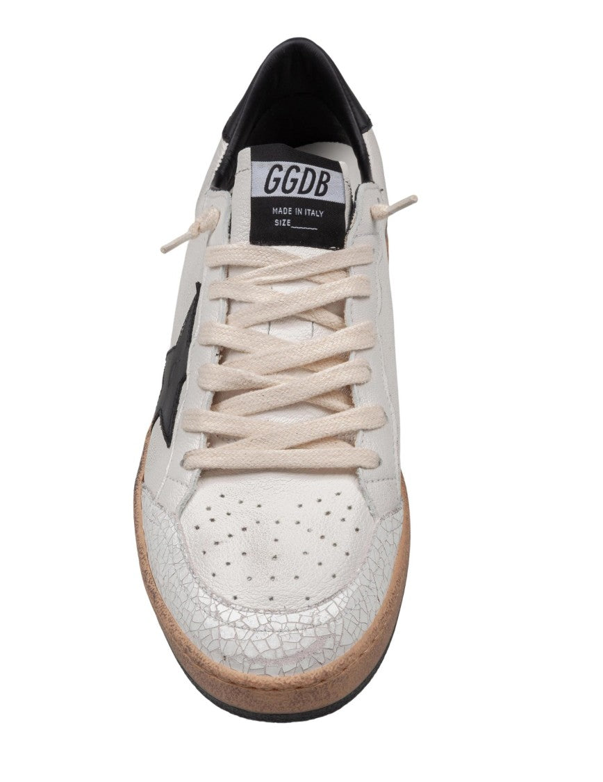 Golden Goose Ballstar Leather Sneakers, Black And White