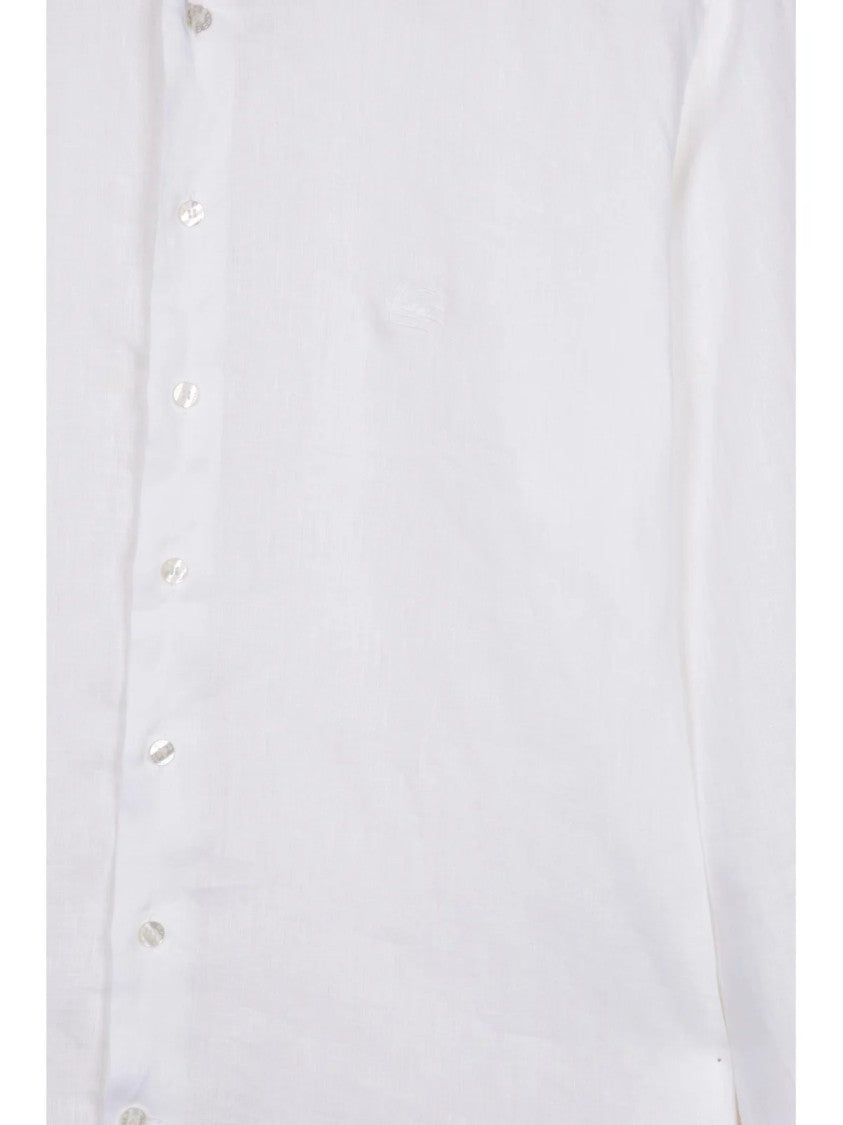 Etro White Linen Shirt With Brushed Finish