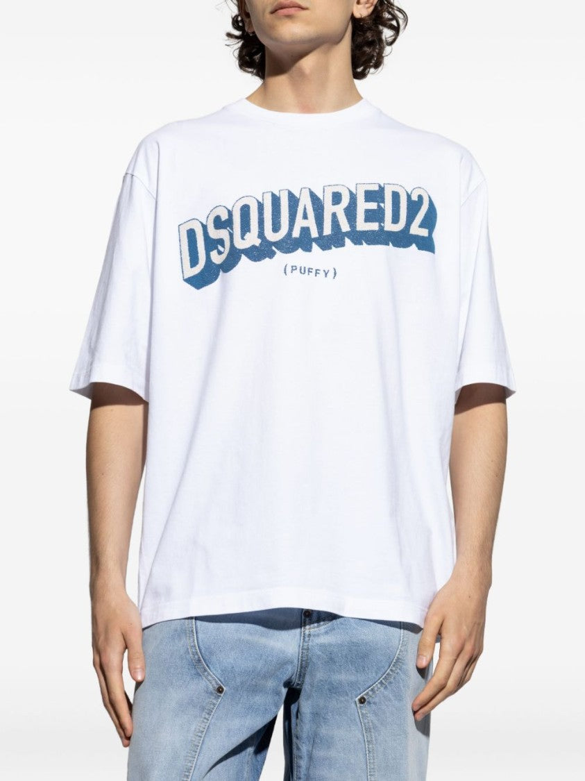 Dsquared2 Relaxed Fit Cotton T-Shirt With Bold Logo Print