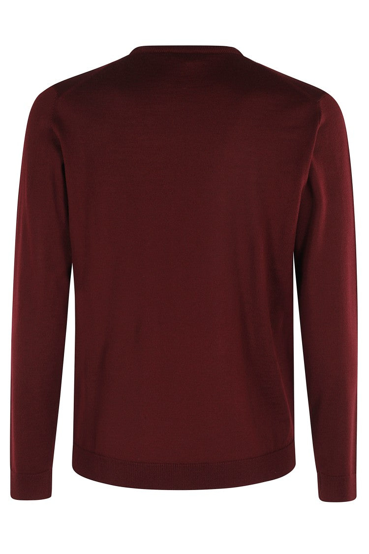 Roberto Collina Bordeaux Merino Wool Long-Sleeve Crew Neck Sweater