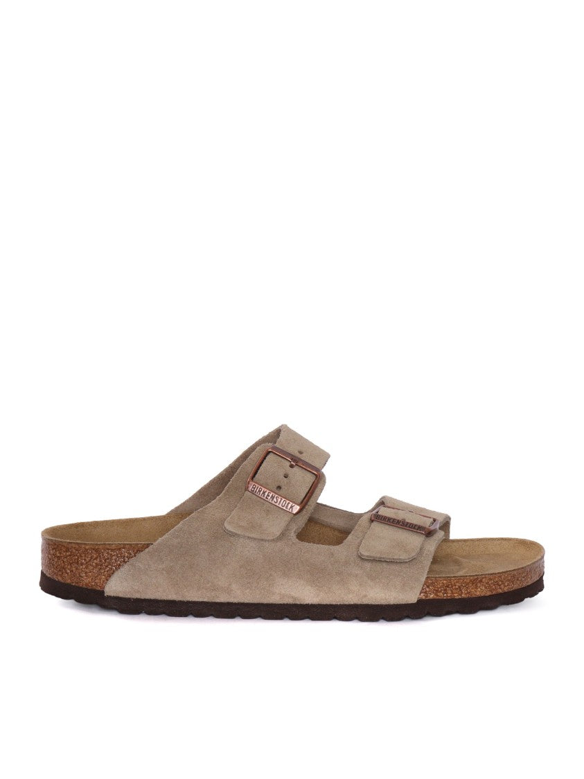 Birkenstock Taupe Arizona Suede Leather Slip-On Sandals