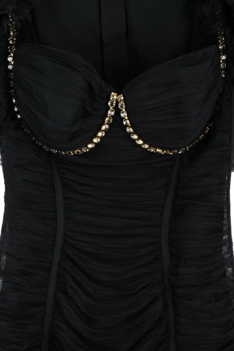 Elisabetta Franchi Longuette Tulle Dress - Black