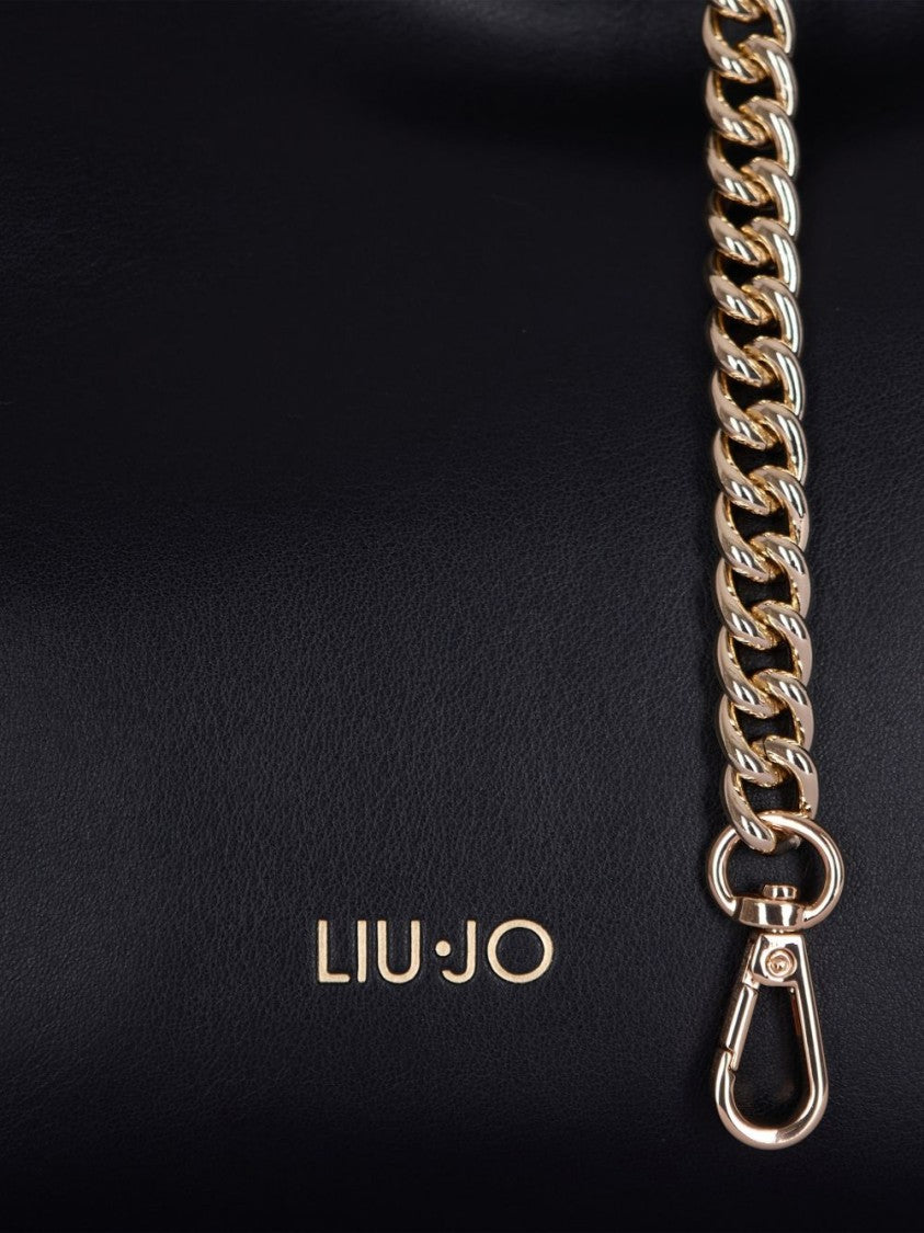 Liu Jo Black Gold-Tone Drawstring Bucket Bag