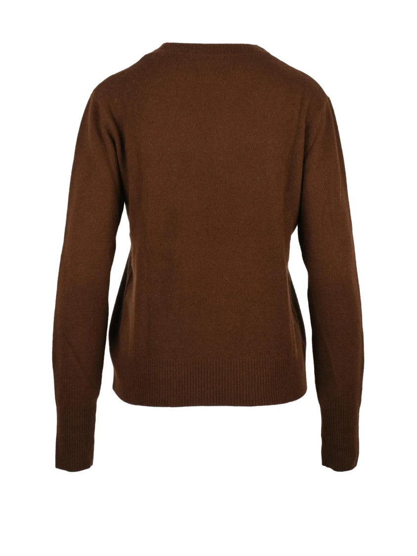 Patrizia Pepe Crew Neck Cashmere Pullover With Ribbed Details
