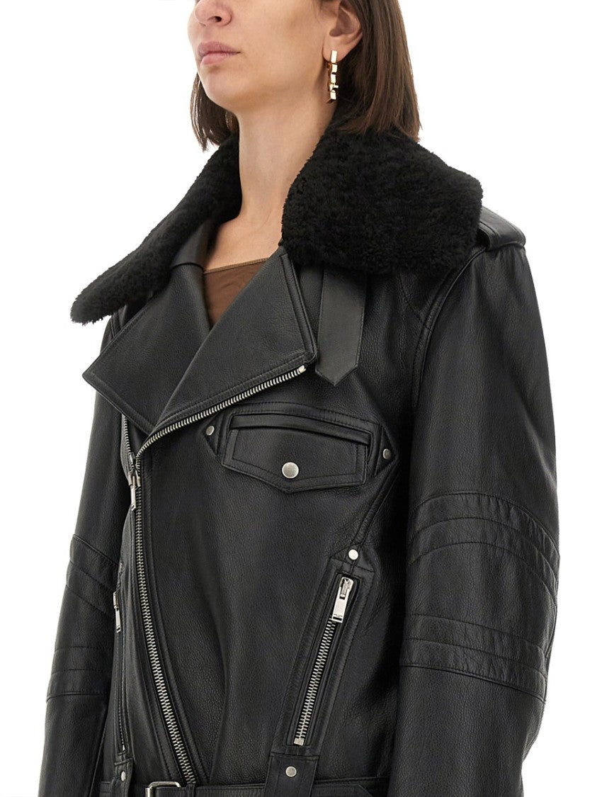 Saint Laurent Asymmetrical Zip Leather Biker Jacket