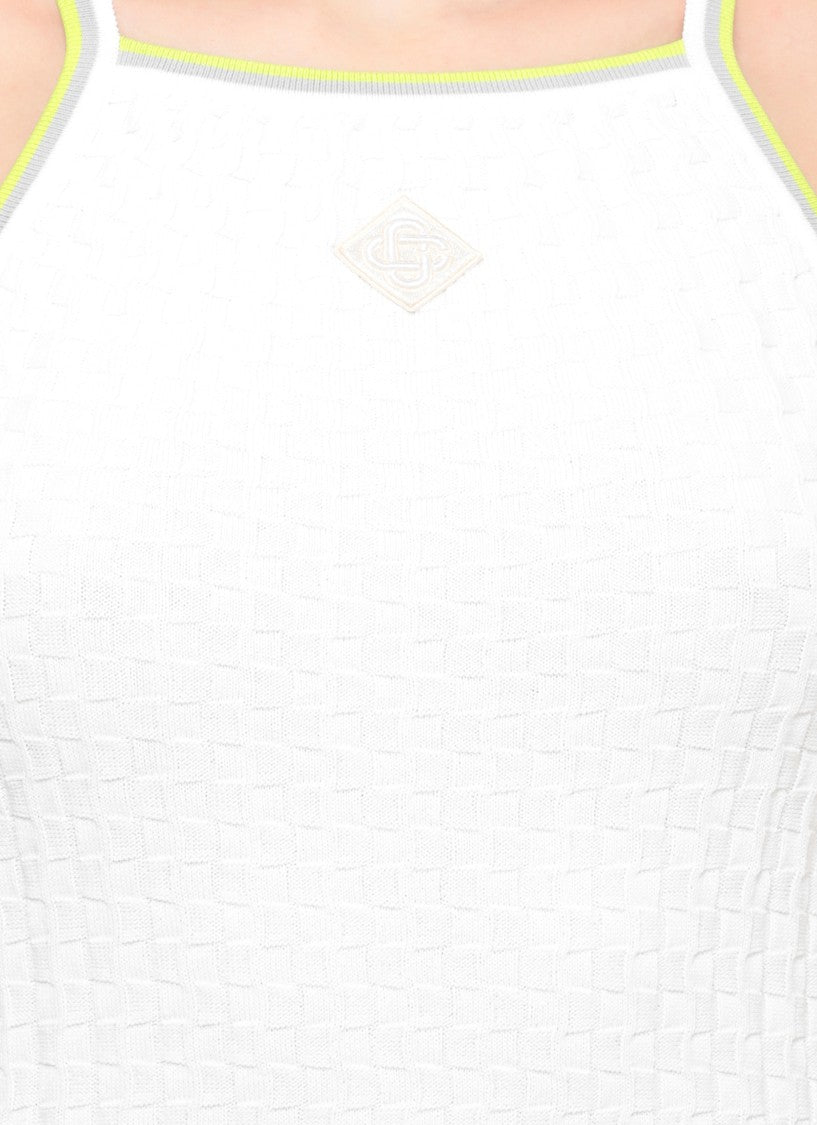 Casablanca Fitted Mini Dress With Textured Fabric And Logo Detail