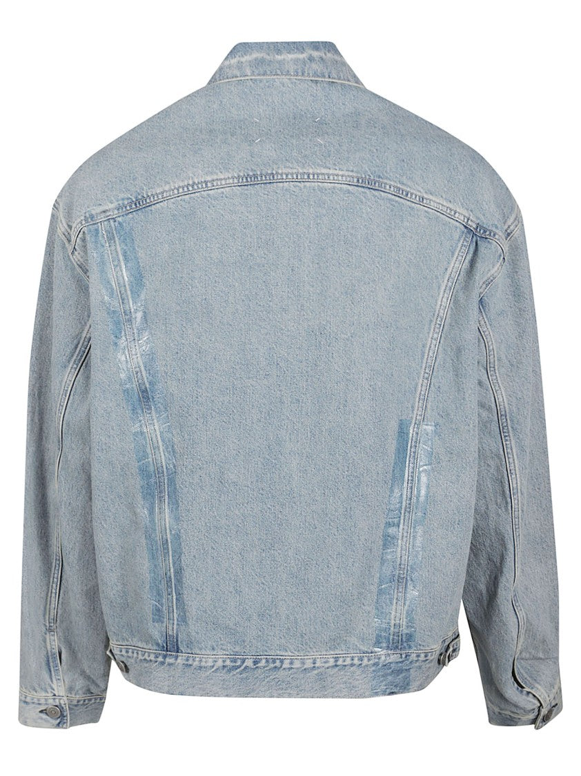 Maison Margiela Light Wash Denim Jacket With Distressed Accents