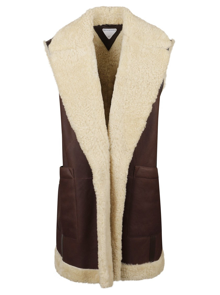 Bottega Veneta Sleeveless Brown Leather Jacket