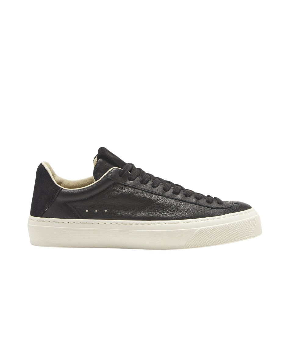 Aqua Alta Venice Black Leather Sneakers With Suede Accents