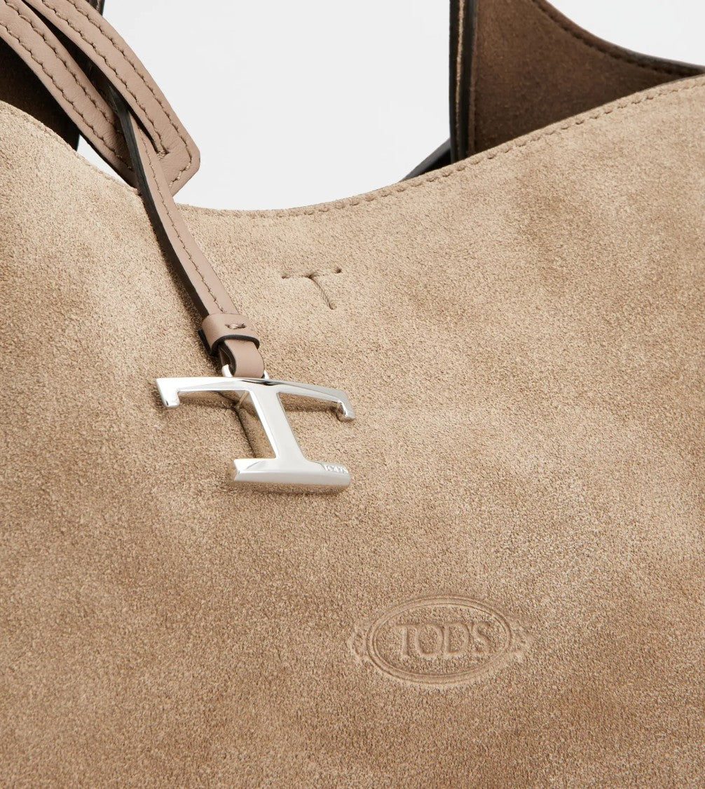 Tod's Structured Suede Shoulder Bag With Embossed Logo