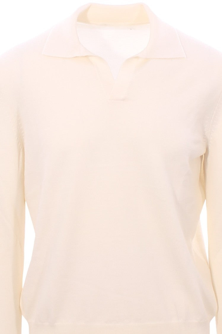 Paolo Fiorillo Capri Merino Wool Polo Skipper In Soft Ivory Hue